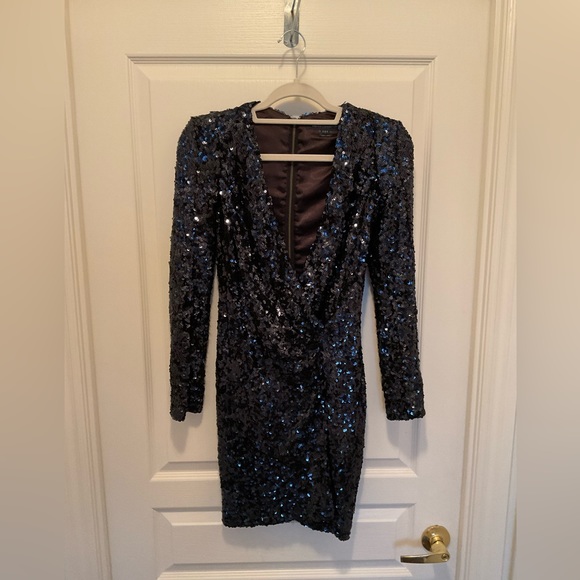 French Connection Sequin Dress (Dark Navy Blue) - Picture 3 of 11